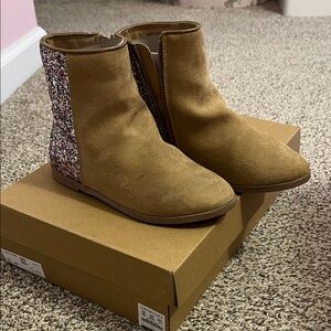 Crewcuts Tan Suede Boots with Colorful Accent